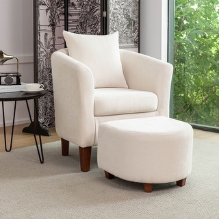 Porthos Home Helvia Fabric Accent Chair with Ottoman Pillow Wooden