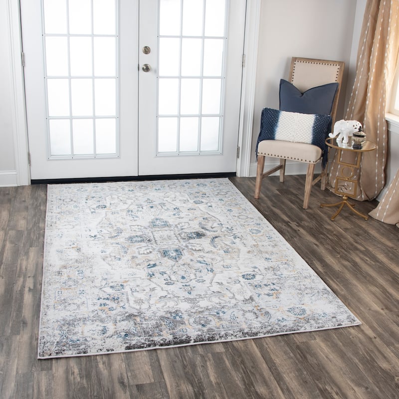 Alora Decor Lavish Rustic Blue Polypropylene/Polyester Area Rug