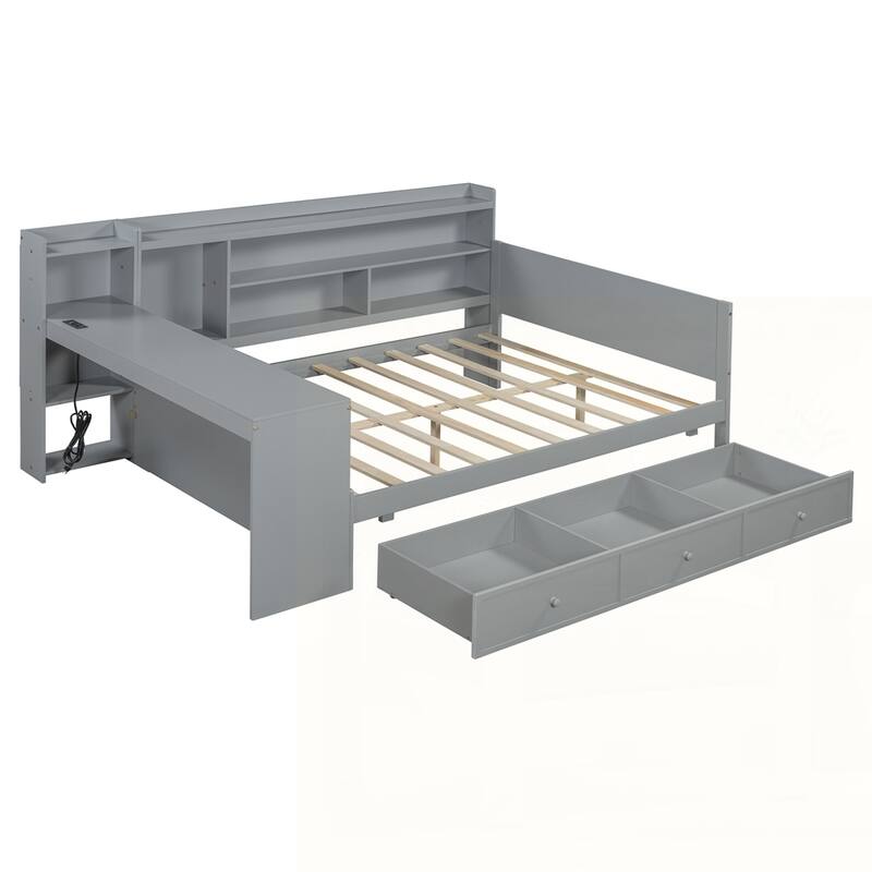 Wooden Daybed With 3 Drawers and USB Ports