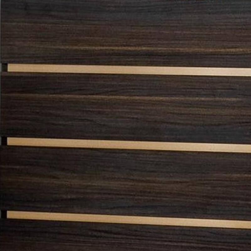 HomeRoots 33" Drk Brown White Marble Manufactured Wood + Solid Wood Stainless Steel Five Drawer Standard Chest