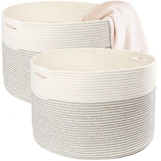 2Pcs Coiled Rope Woven Storage Laundry Baskets - Bed Bath & Beyond ...