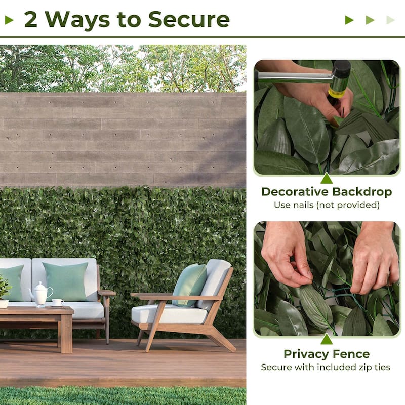 Artificial Lily Leaf Privacy Fence Sun-protective Greenery Backdrop