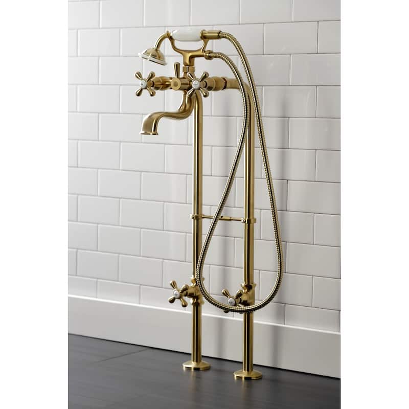 Kingston Brass Freestanding Clawfoot Tub Faucet Package with Supply Line in Matte Black