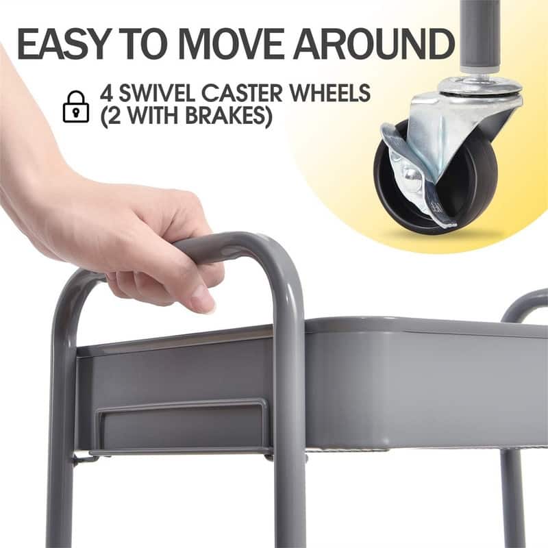 3-Tier Rolling Cart - 12"D x 17.3"W x 31.1"H