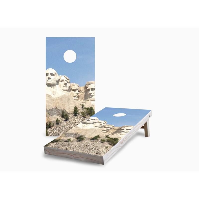 Mount Rushmore Corn Hole Board Set w Case & Lights - 16 Years and Up