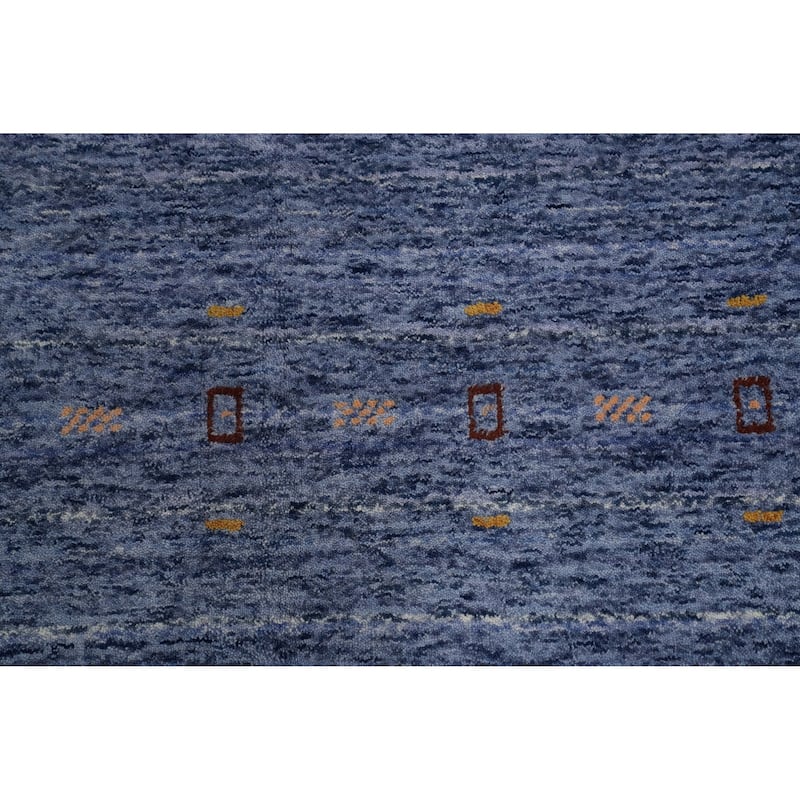 Hand Knotted Oriental 100% Wool Carpet Tribal Animal Pictorial Navy Blue & Blues Gabbeh Area Rug - 9' 9'' X 9' 10''
