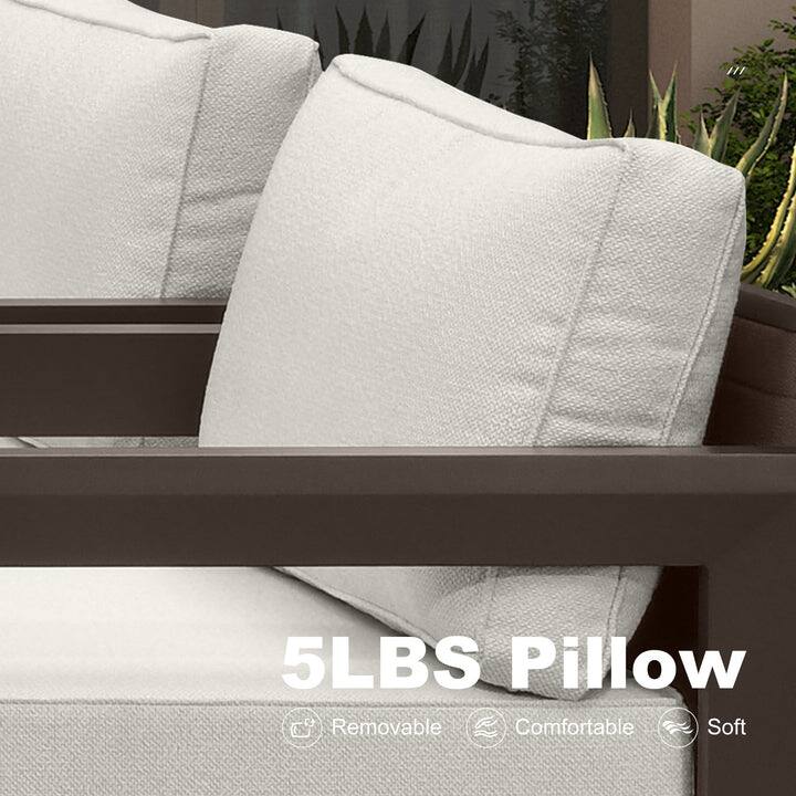 PURPLE LEAF Caesar U-Shaped White Outdoor Couch with 9.6" Thick for Yard Porch Deck Patio Conversation Sets