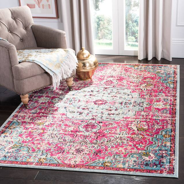 SAFAVIEH Madison Sabire Boho Medallion Distressed Rug - 10' x 14' - Fuchsia/Teal