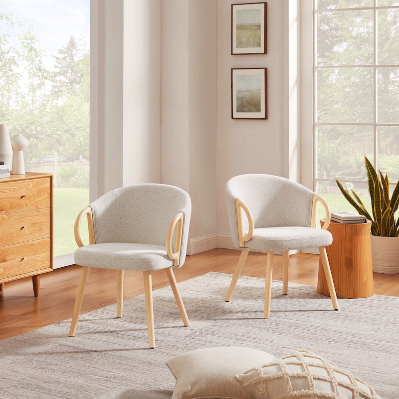 Art Leon Modern Fabric Accent Dining Wood Chair (Set of 2)