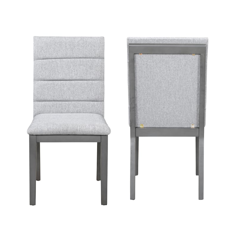 Upholstered Dining Chairs Set of 2, Armless Side Chairs with Solid Wood Legs, Modern Fabric Accent Chairs for Dining Room