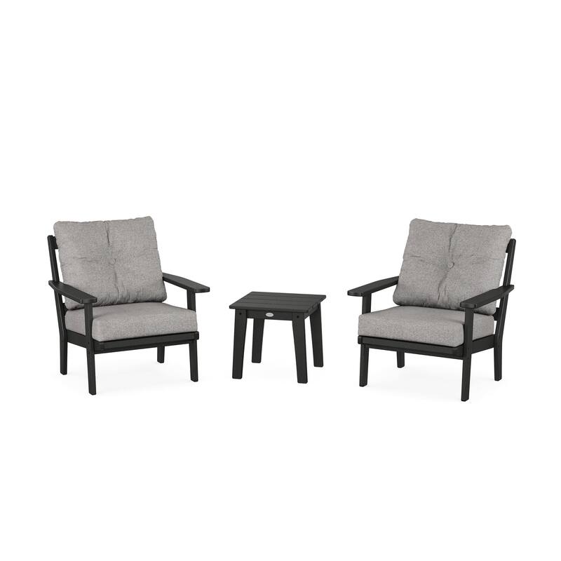 POLYWOOD Oxford 3-Piece Deep Seating Set - Black/Grey Mist