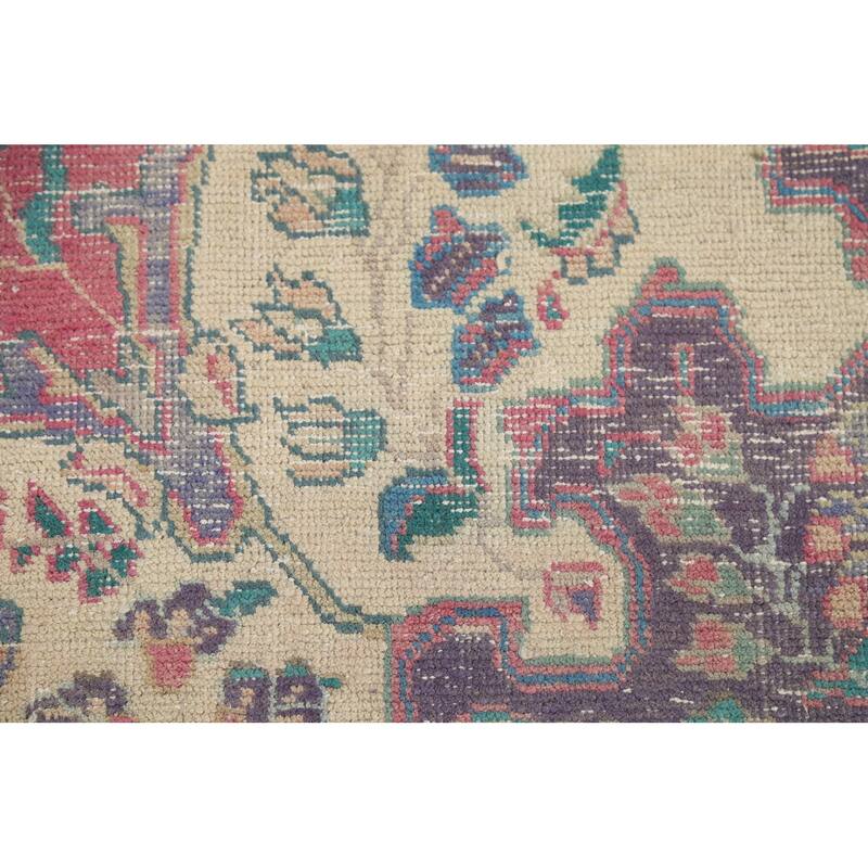 Pink Tabriz Persian Antique Area Rug Handmade Wool Carpet - 7'5"x 10'1"
