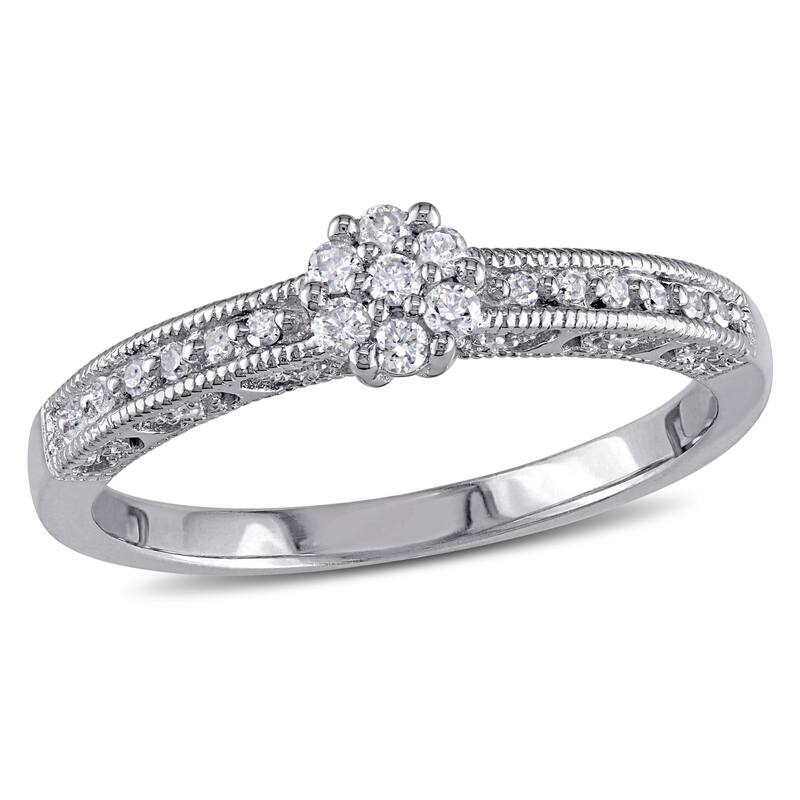 Miadora 1/5ct TDW Diamond Cluster Engagement Ring in Sterling Silver