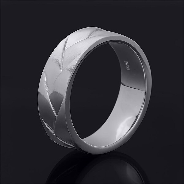 Jewelry Stores Network 7mm Sterling Silver Brushed Center Groove Wedding Band Ring