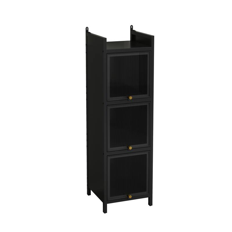 Modern Glass Door Cabinet with Featuring Storage, for Entryway Living Room Bathroom Dining Room