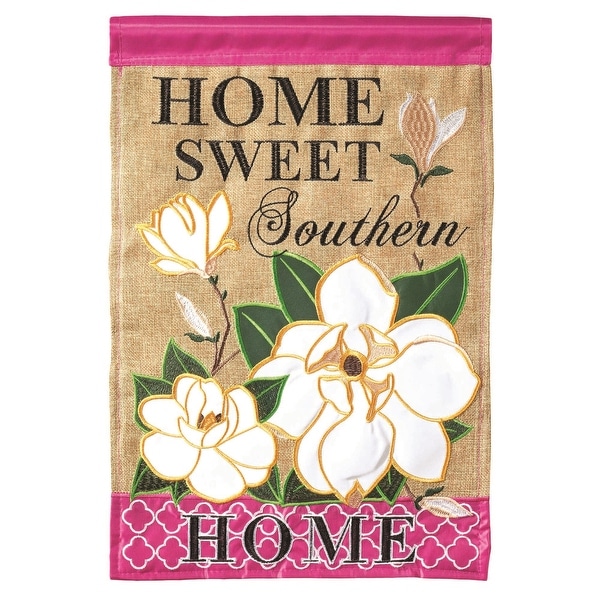 Brown, White and Pink Home Sweet Southern Garden Flag 13" x 18" - N/A