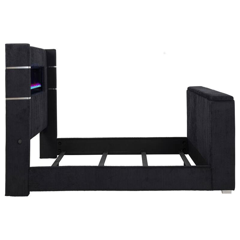 Tisdall Flame Visualizer Wingback TV Bed Black