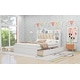 preview thumbnail 4 of 12, Queen Size Platform Kids Bed Frame with Upholstered Headboard, Storage Shelves & 4-Drawers for Bedroom, Easy Assembly, White