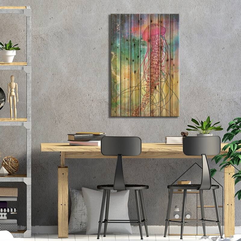 Space Jelly Print On Wood by Mat Miller - Multi-Color