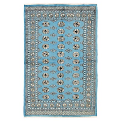 Finest Peshawar Bokhara Blue Rug 5'0" x 7'9" - 5'0 x 7'9