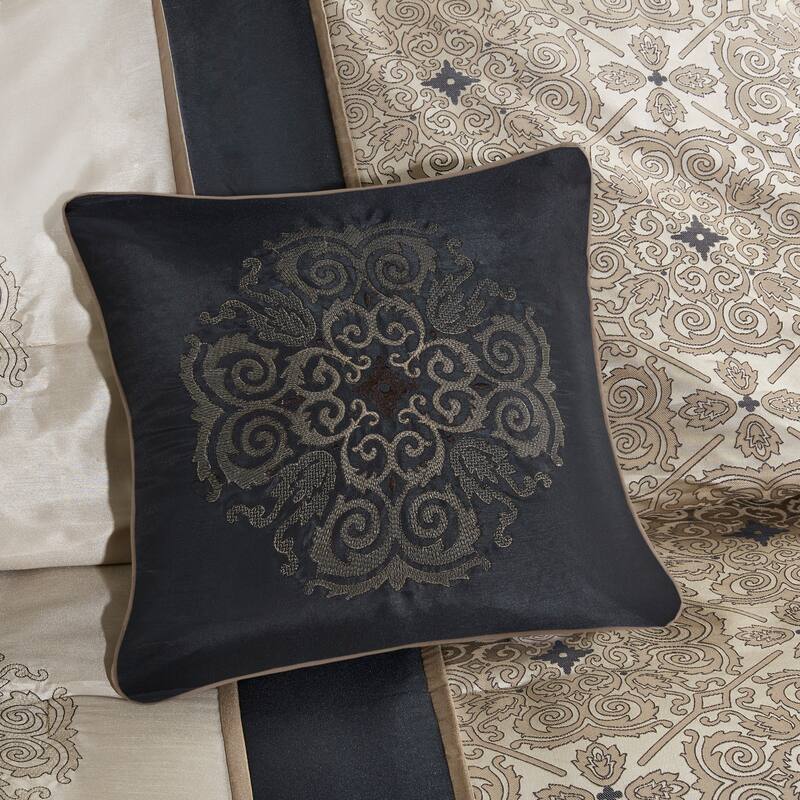 Madison Park Blaine 7 Piece Jacquard Comforter Set with Throw Pillows