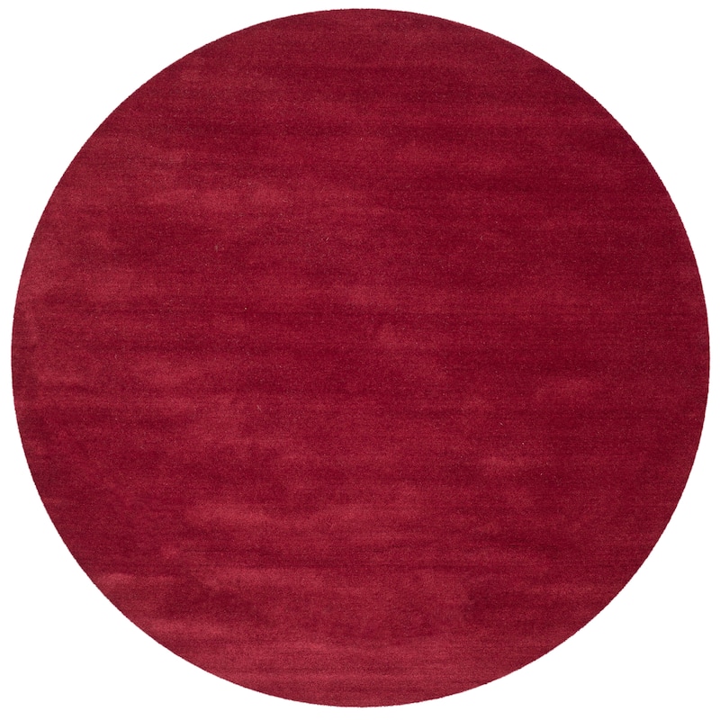 SAFAVIEH Handmade Himalaya Colorweave Plaid Modern Wool Rug - 6' Round - Red