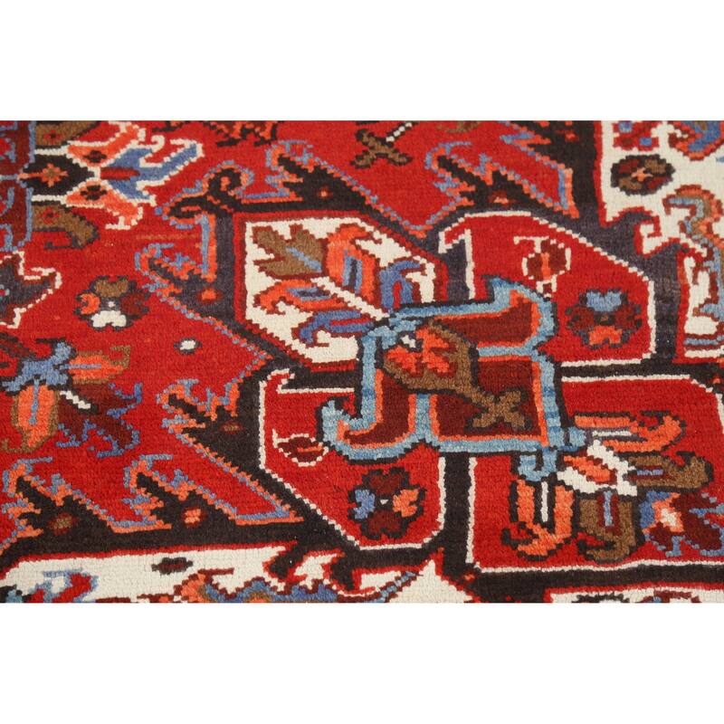 Hand Knotted Oriental 100% Wool Carpet Traditional Medallion Red Heriz Area Rug - 8' 8'' X 6' 9''