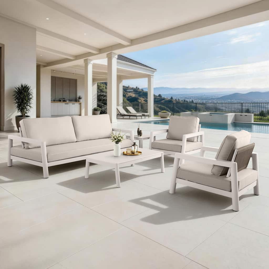 Arlo 5-Piece Outdoor Conversation Set with 3-Way Convertible Sofa
