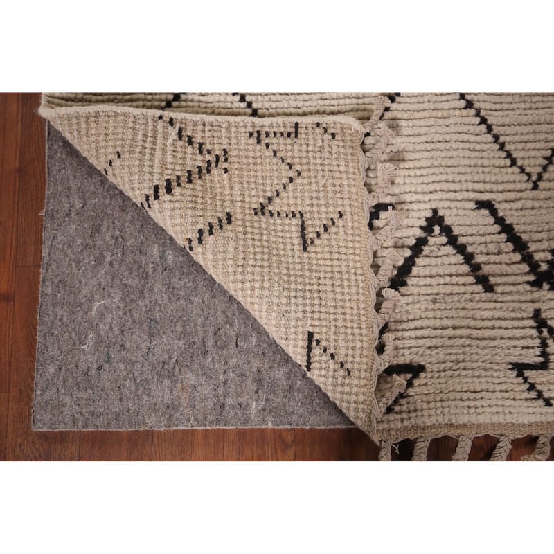 Striped Moroccan Oriental Accent Rug Hand-Knotted Wool Carpet - 3'0"x 5'3"