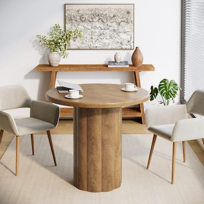 31.5-Inch Round Table, Small Conference Table for 4 with Sturdy Base