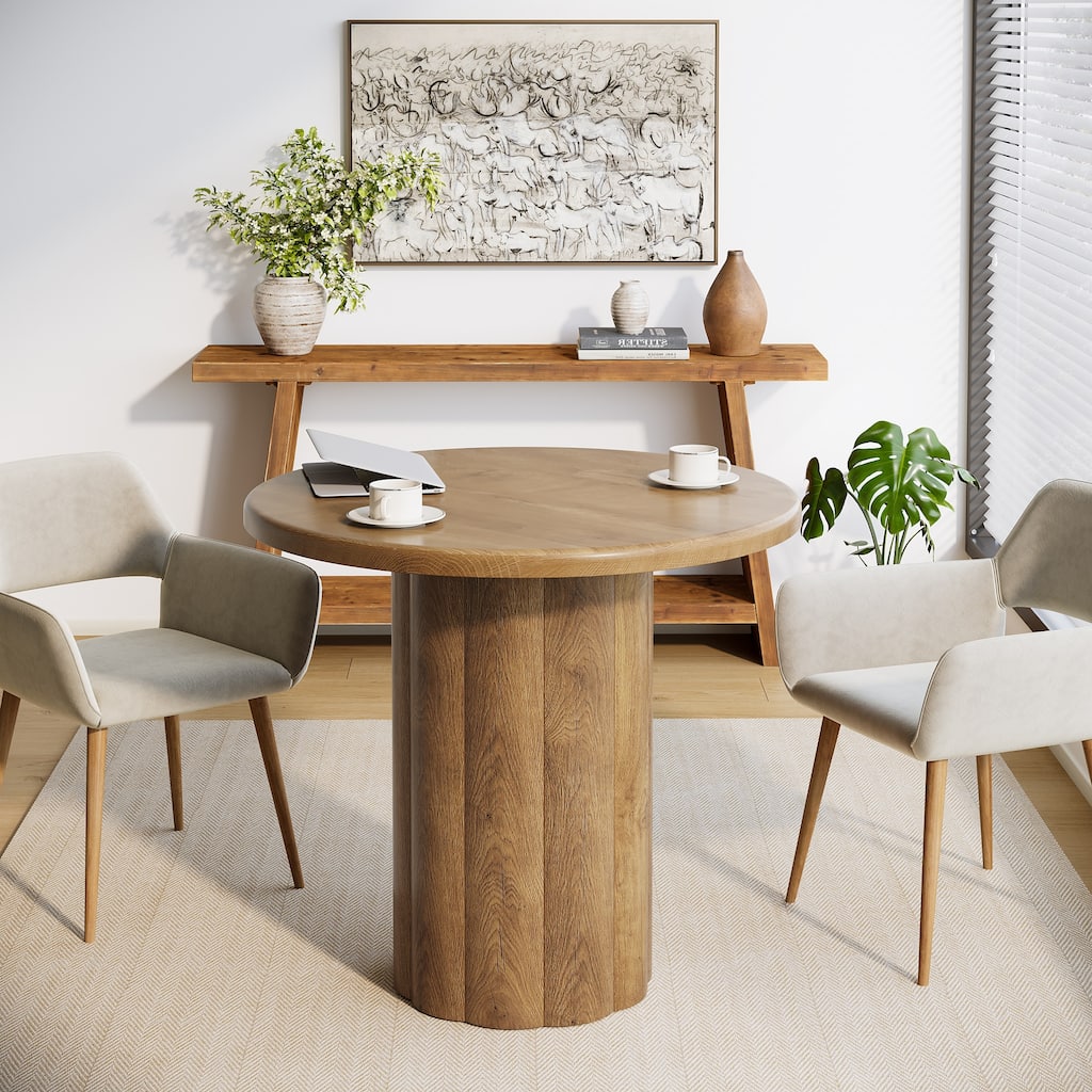 31.5-Inch Round Table, Small Conference Table for 4 with Sturdy Base