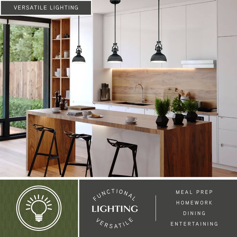 Keenan Bronze Farmhouse Barn Mini Pendant Ceiling Light - 8-in W x 16.25-in H x 8-in D