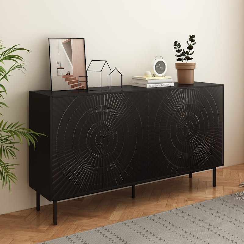 Modern Black Wood Sideboard For Dining Room