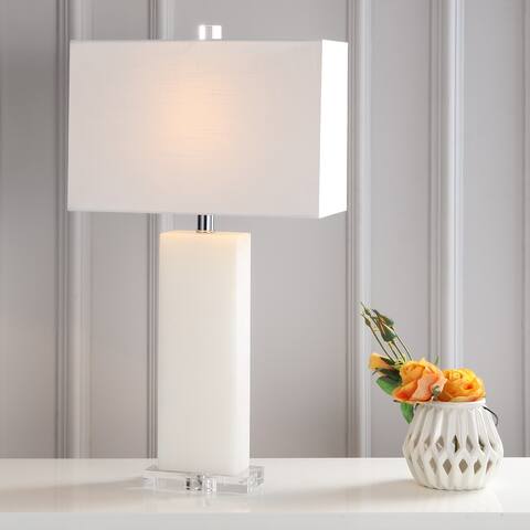 Hollis 27" Alabaster LED Table Lamp, White Alabaster by JONATHAN Y