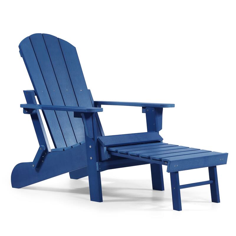 Seaton Folding Poly Adirondack Chair with Pull-out Ottoman, Set of 2