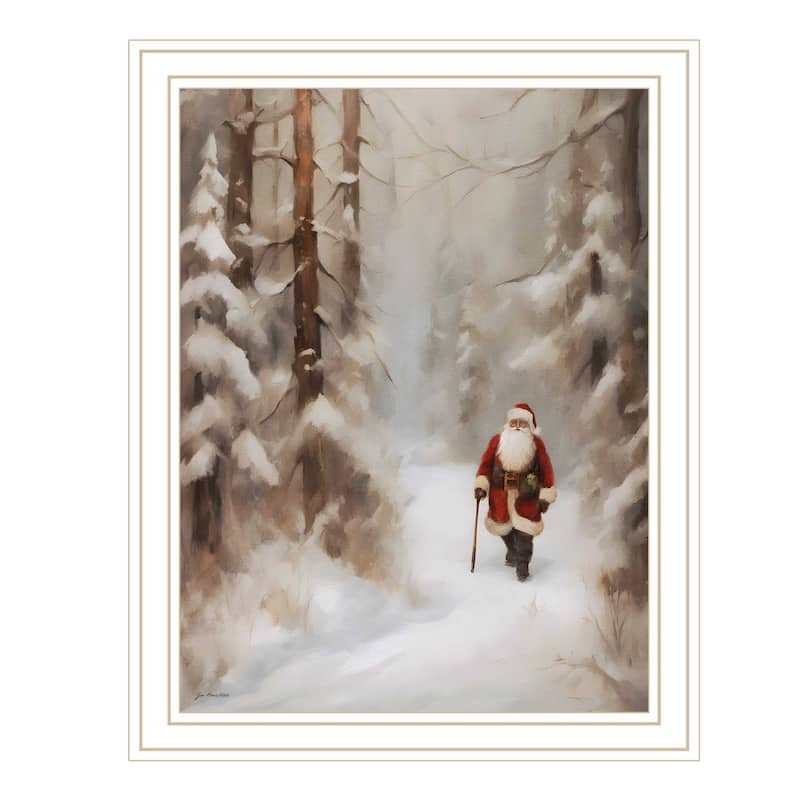 HomeRoots Santa's Winter Stroll White Framed Wall Art