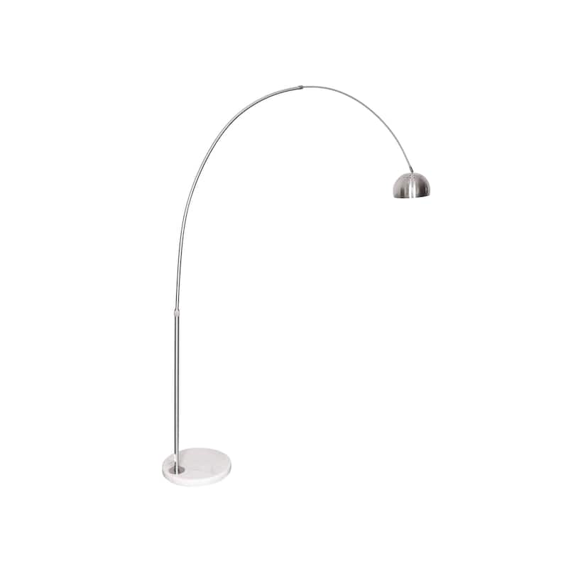 Floor Lamp with White Marble Base and Metal Lamp Shade Arco Collection - 76"