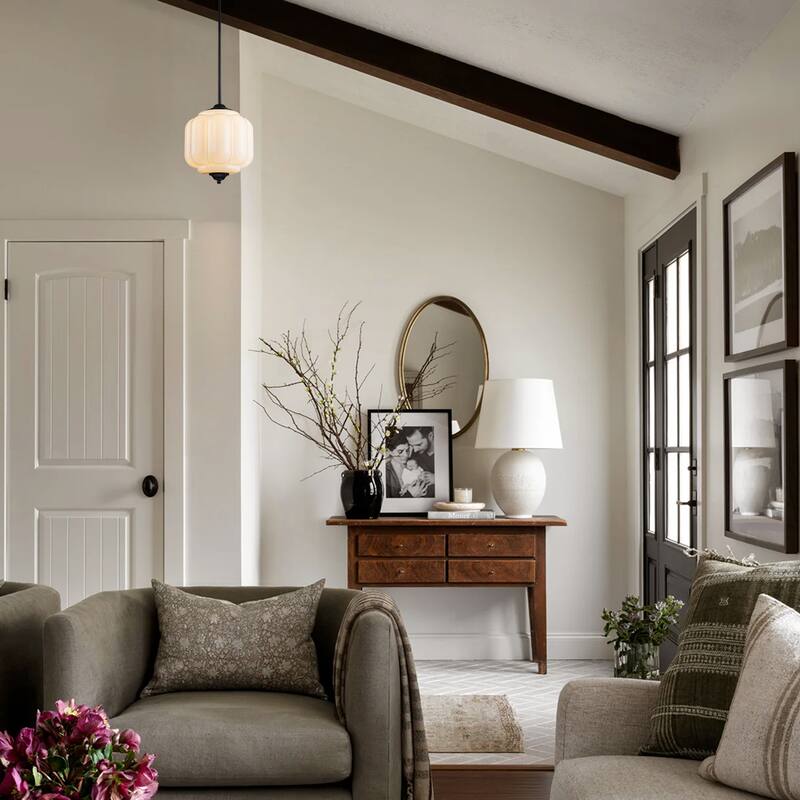 1-Light Antique Brass/Matte Black Pumpkin Shaped Flush Mount Ceiling Light/Pendant Light with Milk/Green Glass for Dining Room