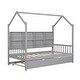 preview thumbnail 6 of 29, Wooden Twin Size House Bed with Trundle,Kids Bed with Shelf, Gray