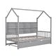 preview thumbnail 14 of 36, Wooden Twin Size House Bed with Trundle and Shelf for Kids
