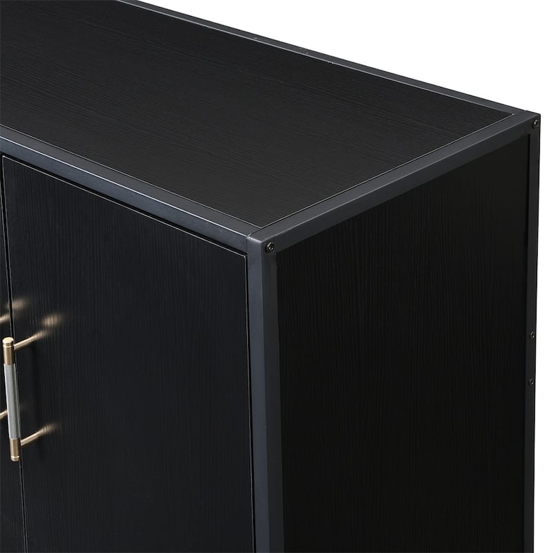 4-Door Wood Sideboard with Metal Cross Leg