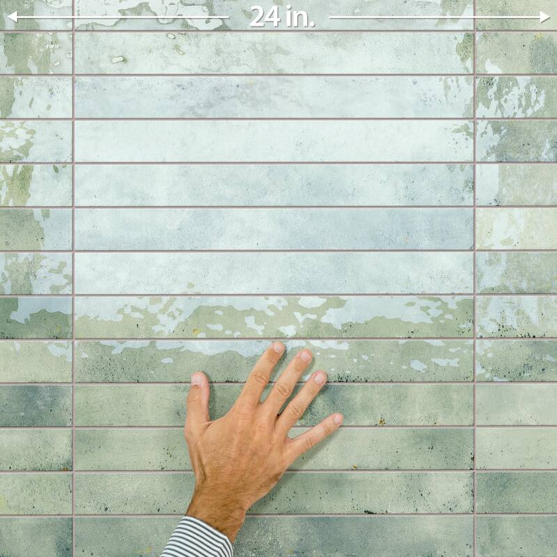 Merola Tile Scottsdale Aquamarine 1-7/8" x 17-3/4" Porcelain Floor and Wall Tile