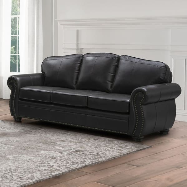 Abbyson Richfield Brown Top Grain Leather Sofa Bed Bath & Beyond