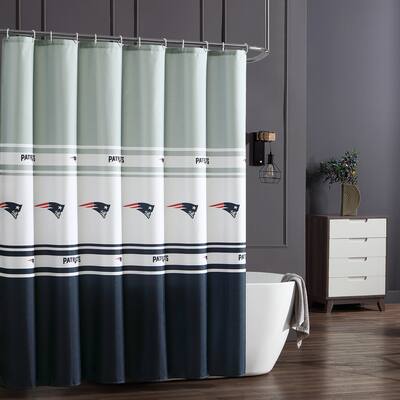 New England Patriots NFL Licensed Step-Repeat Textured Fabric Shower Curtain and Hook Set