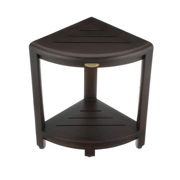 DecoTeakTeak Corner Shower ShelfTeak Corner Shower Shaving Foot Rest18 Inches Tall Bed Bath