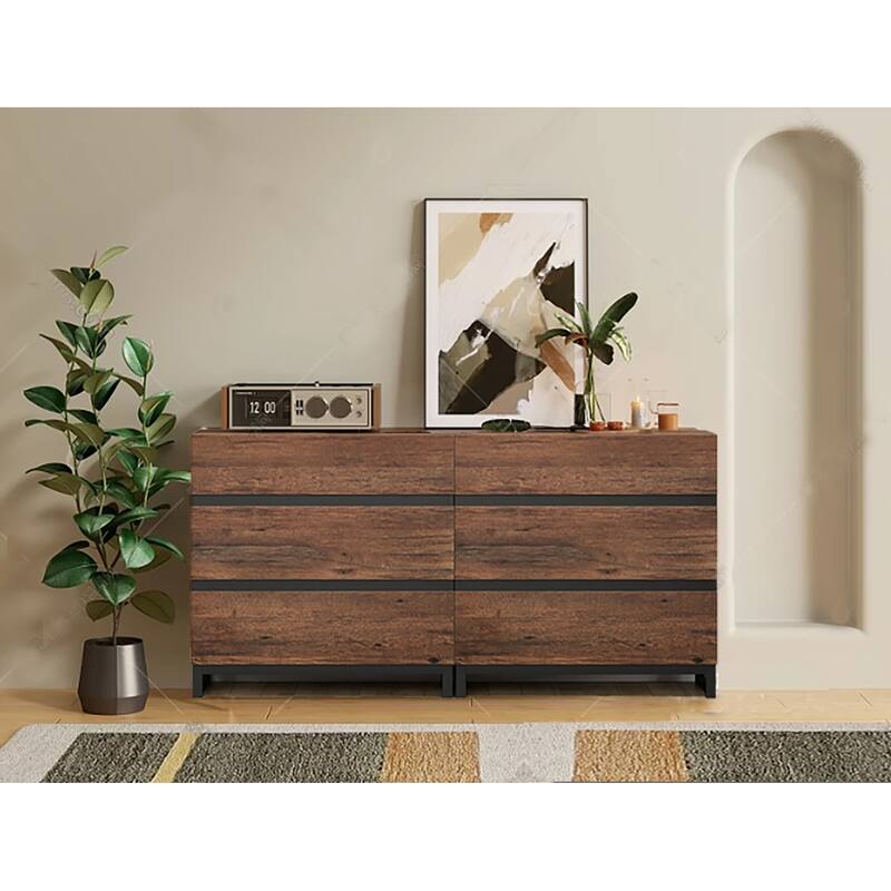Dresser for Bedroom, Closet Organizers and Storage, Chest of Drawers with Metal Base, Modern Wood Dresser for Living Room