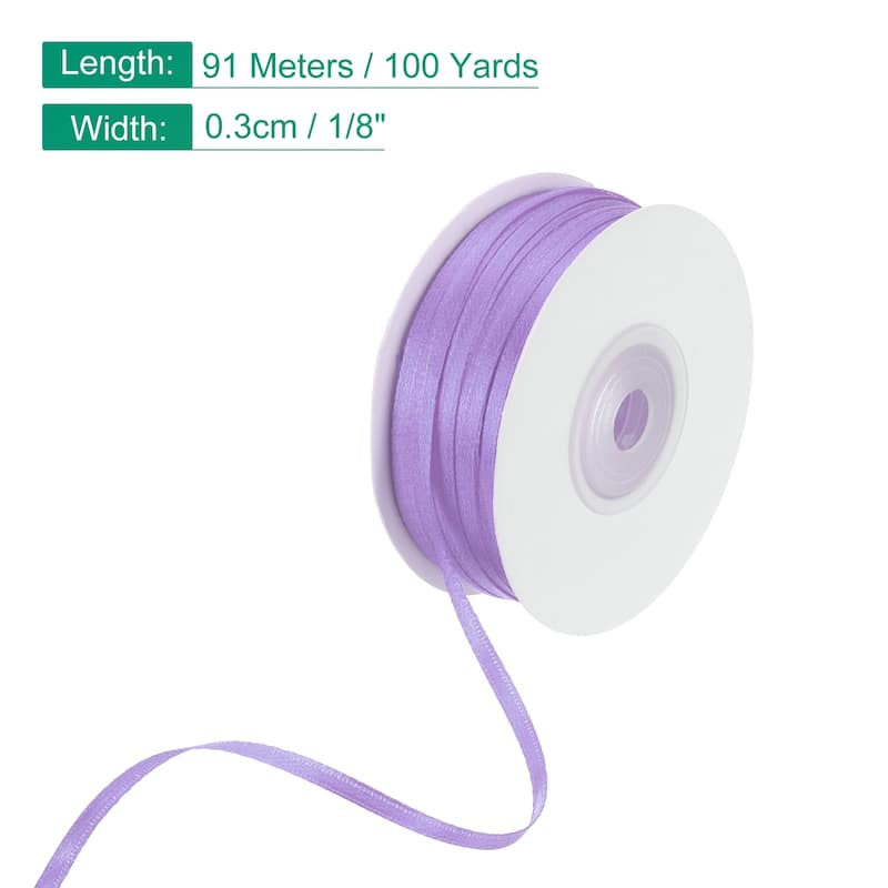 Satin Ribbon, 1/8 Inch x 100 Yards Double Face Satin Ribbon - 1/8 Inch - Purple