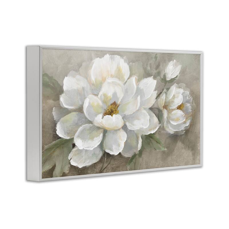 Stupell Blooming Magnolias on Beige Framed Giclee Art Design By Nan