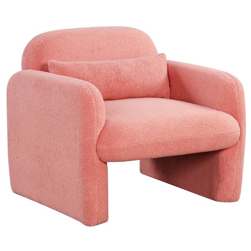 Gymax 2PCS Modern Accent Chair Sherpa Fabric Upholstered Armchair w/
