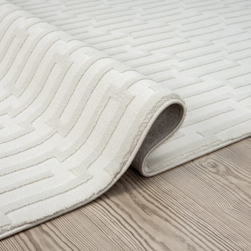 Abani Neutral NTL120A Cream Seamless Geometric Pattern Area Rug